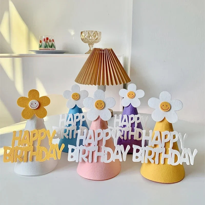 Bowknot Cone Happy Birthday Felt Hat