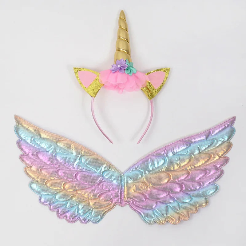 Unicorn Headband Fairy Angel Wings Set