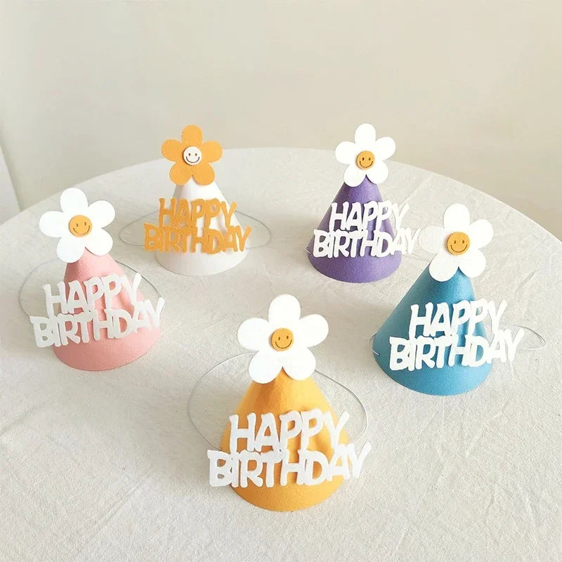 Bowknot Cone Happy Birthday Felt Hat