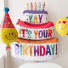 Large Birthday Three Layer Cake Candle Stripe Balloons